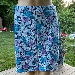 J.jill Blue Purple Floral A-Line Skirt Sz XS